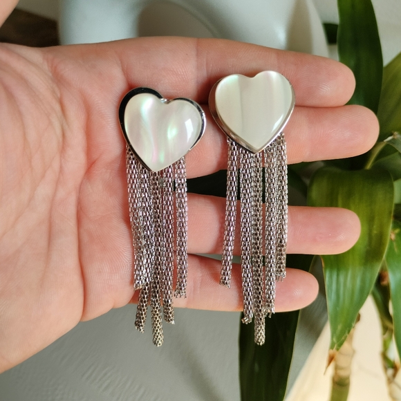 Irridescent Heart Statement Earrings - Picture 2 of 9
